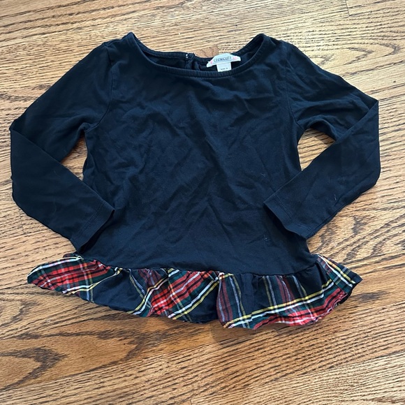 Crewcuts Black Long Sleeve Tee with Plaid Ruffle - Picture 1 of 3
